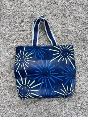Blue Smiley Sunburst Tote Bag